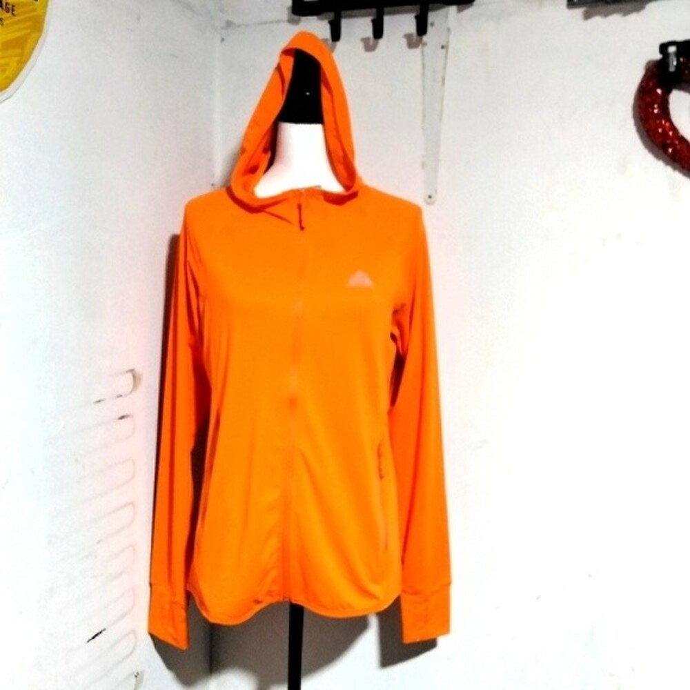 Urban Outdoor Womens Fashion Wear Orange Zipper Front Hooded Jacket Size M